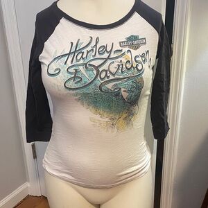 Harley-Davidson Women's Black and White Graphic Tee